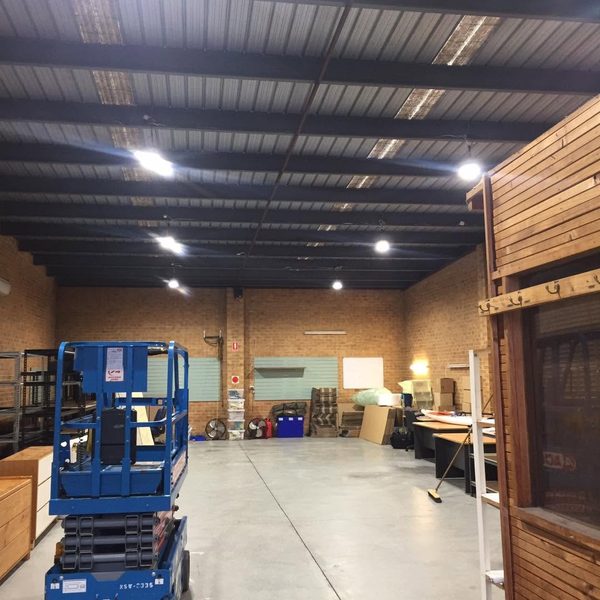 A warehouse interior after its lighting upgrade