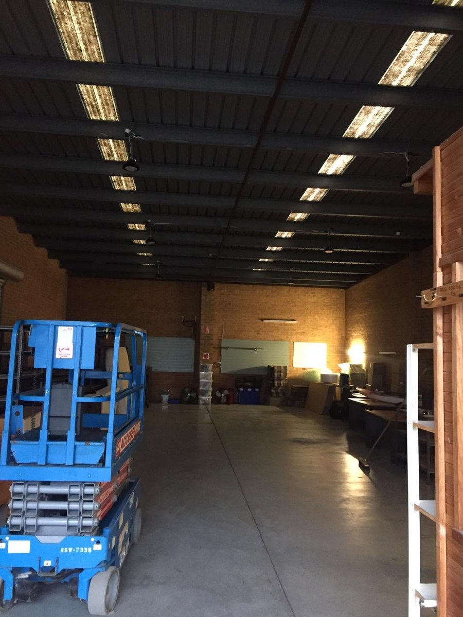 New high-bay lighting in a Hunter warehouse